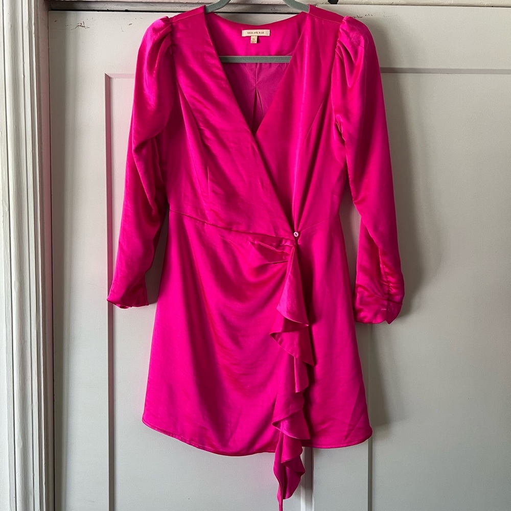 Skies Are Blue Hot Pink Wrap Dress